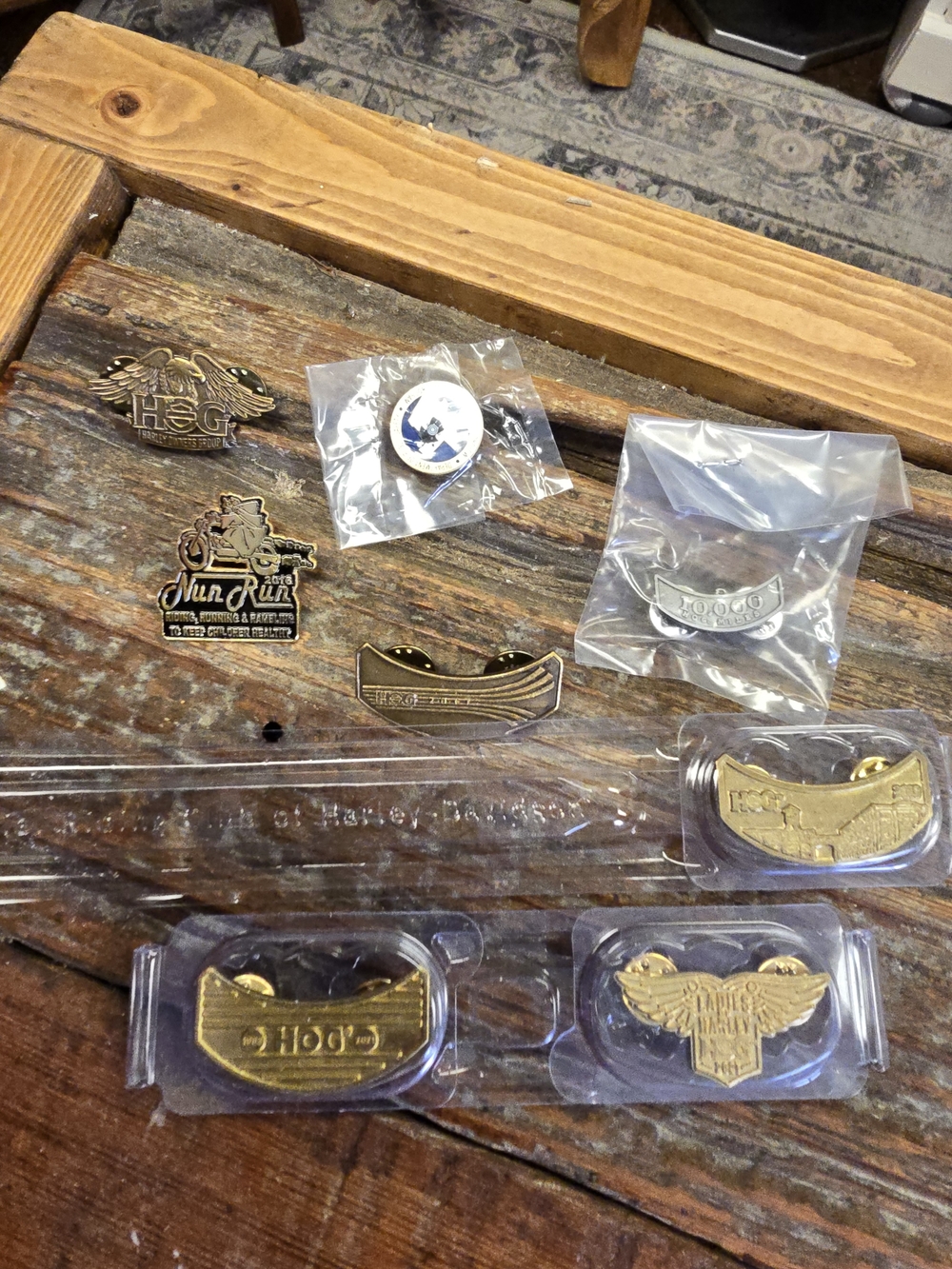 Gold Tone Harley Davidson Lapel Pins. A